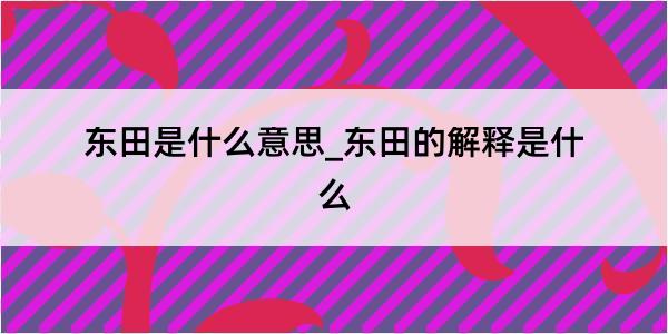 东田是什么意思_东田的解释是什么