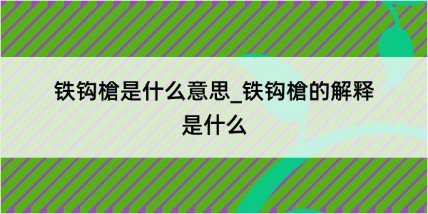 铁钩槍是什么意思_铁钩槍的解释是什么