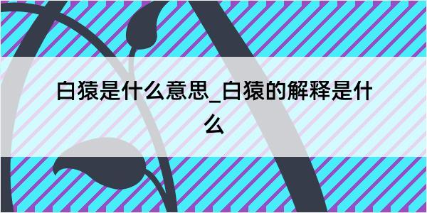 白猿是什么意思_白猿的解释是什么