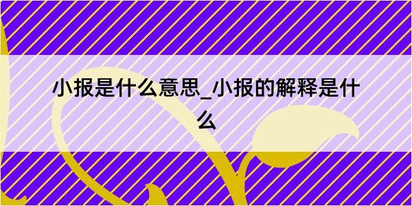 小报是什么意思_小报的解释是什么