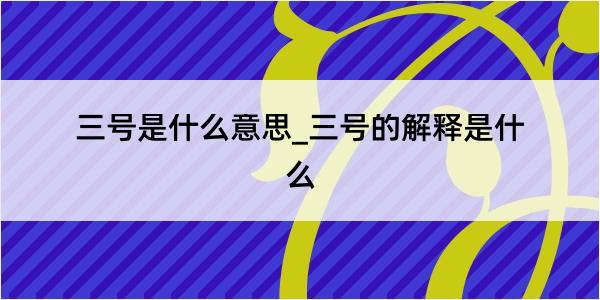 三号是什么意思_三号的解释是什么