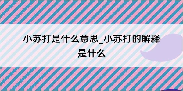 小苏打是什么意思_小苏打的解释是什么