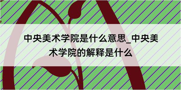 中央美术学院是什么意思_中央美术学院的解释是什么