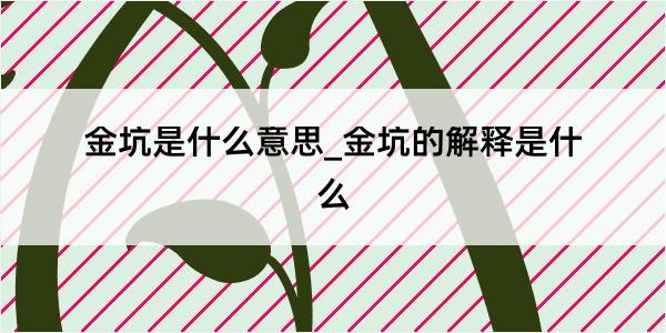 金坑是什么意思_金坑的解释是什么