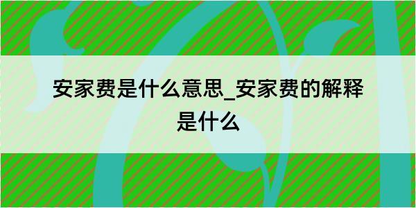 安家费是什么意思_安家费的解释是什么