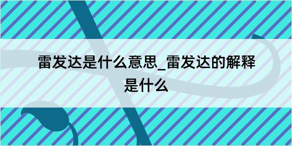 雷发达是什么意思_雷发达的解释是什么