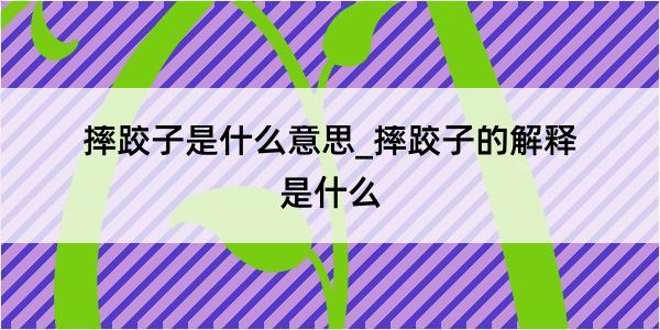 摔跤子是什么意思_摔跤子的解释是什么