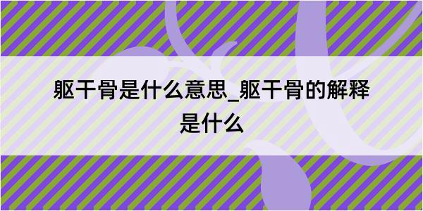 躯干骨是什么意思_躯干骨的解释是什么