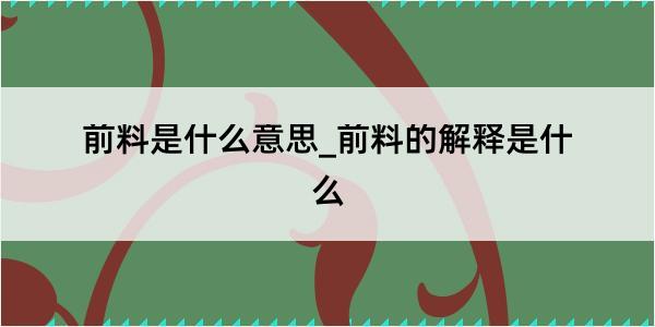 前料是什么意思_前料的解释是什么