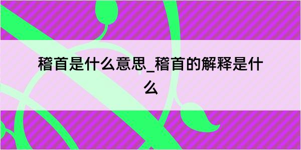 稽首是什么意思_稽首的解释是什么