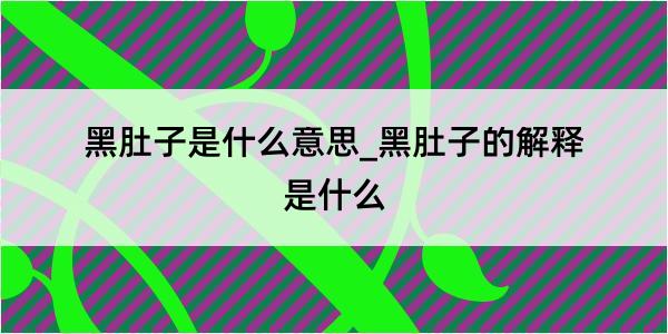 黑肚子是什么意思_黑肚子的解释是什么