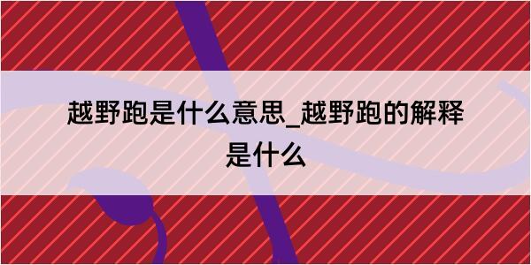 越野跑是什么意思_越野跑的解释是什么