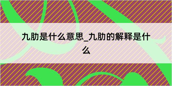 九肋是什么意思_九肋的解释是什么