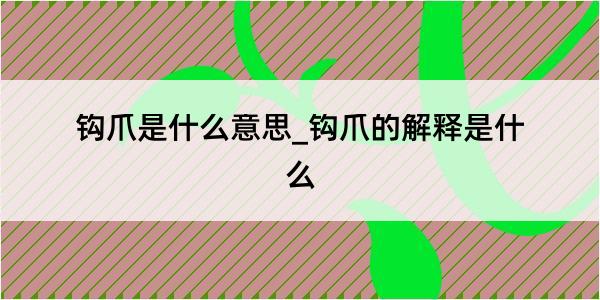 钩爪是什么意思_钩爪的解释是什么