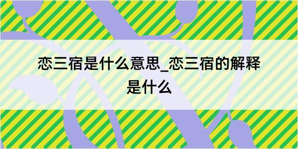 恋三宿是什么意思_恋三宿的解释是什么