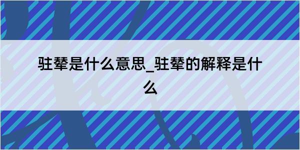 驻辇是什么意思_驻辇的解释是什么