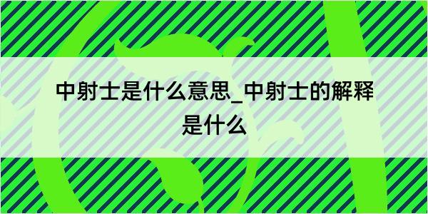 中射士是什么意思_中射士的解释是什么