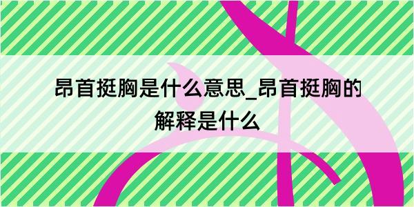 昂首挺胸是什么意思_昂首挺胸的解释是什么