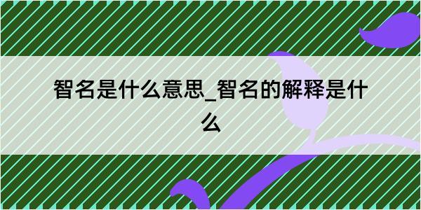 智名是什么意思_智名的解释是什么