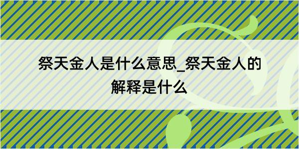 祭天金人是什么意思_祭天金人的解释是什么