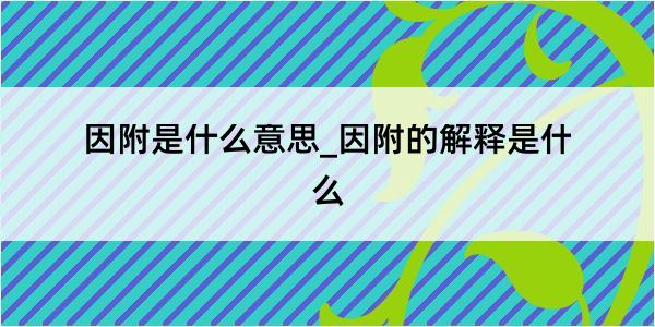 因附是什么意思_因附的解释是什么