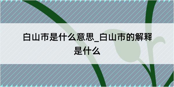 白山市是什么意思_白山市的解释是什么