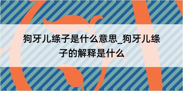 狗牙儿绦子是什么意思_狗牙儿绦子的解释是什么