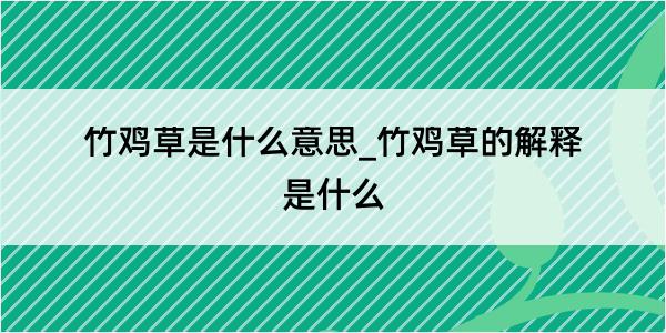 竹鸡草是什么意思_竹鸡草的解释是什么