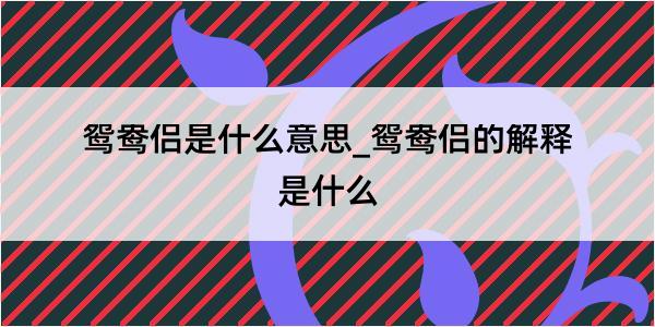 鸳鸯侣是什么意思_鸳鸯侣的解释是什么