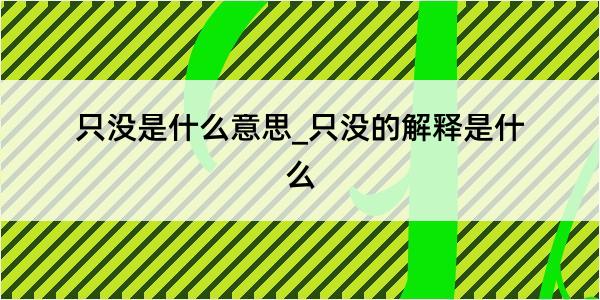 只没是什么意思_只没的解释是什么