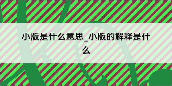 小版是什么意思_小版的解释是什么