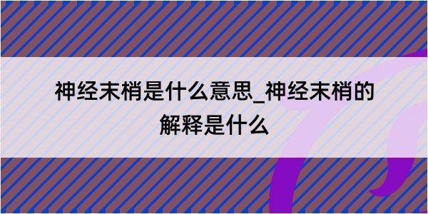 神经末梢是什么意思_神经末梢的解释是什么