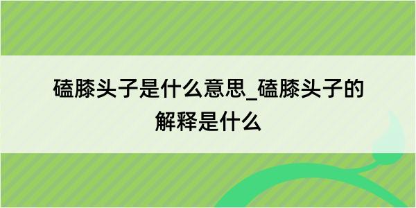 磕膝头子是什么意思_磕膝头子的解释是什么