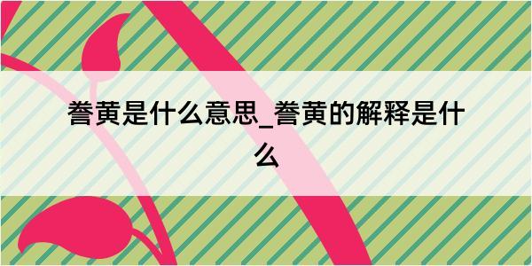 誊黄是什么意思_誊黄的解释是什么