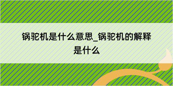 锅驼机是什么意思_锅驼机的解释是什么