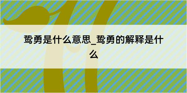 鸷勇是什么意思_鸷勇的解释是什么