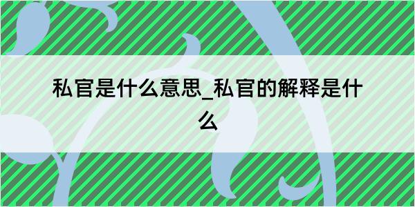 私官是什么意思_私官的解释是什么