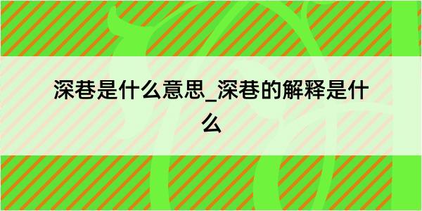 深巷是什么意思_深巷的解释是什么