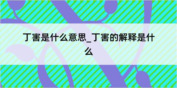 丁害是什么意思_丁害的解释是什么