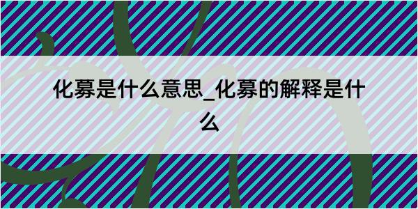 化募是什么意思_化募的解释是什么