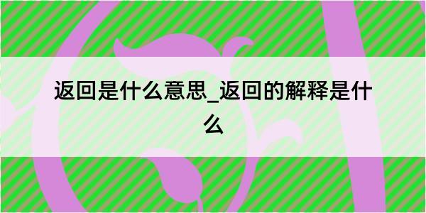 返回是什么意思_返回的解释是什么