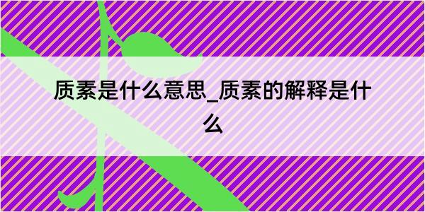 质素是什么意思_质素的解释是什么