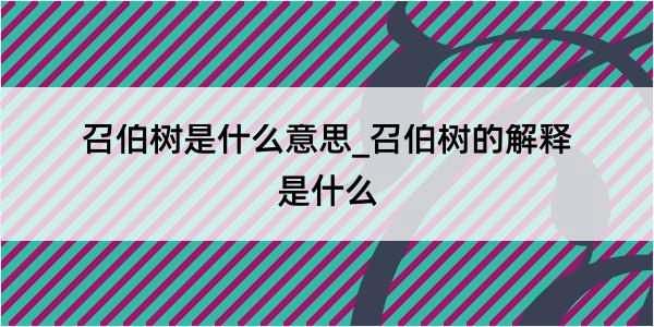 召伯树是什么意思_召伯树的解释是什么