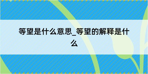 等望是什么意思_等望的解释是什么