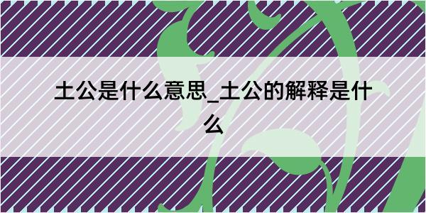 土公是什么意思_土公的解释是什么