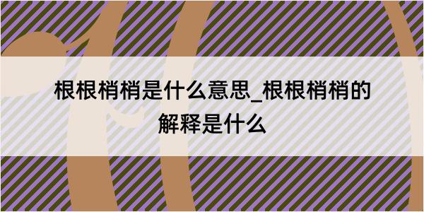 根根梢梢是什么意思_根根梢梢的解释是什么