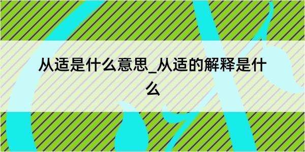 从适是什么意思_从适的解释是什么