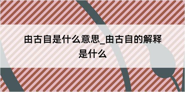 由古自是什么意思_由古自的解释是什么