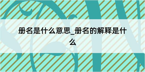 册名是什么意思_册名的解释是什么