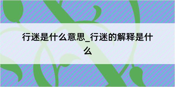 行迷是什么意思_行迷的解释是什么